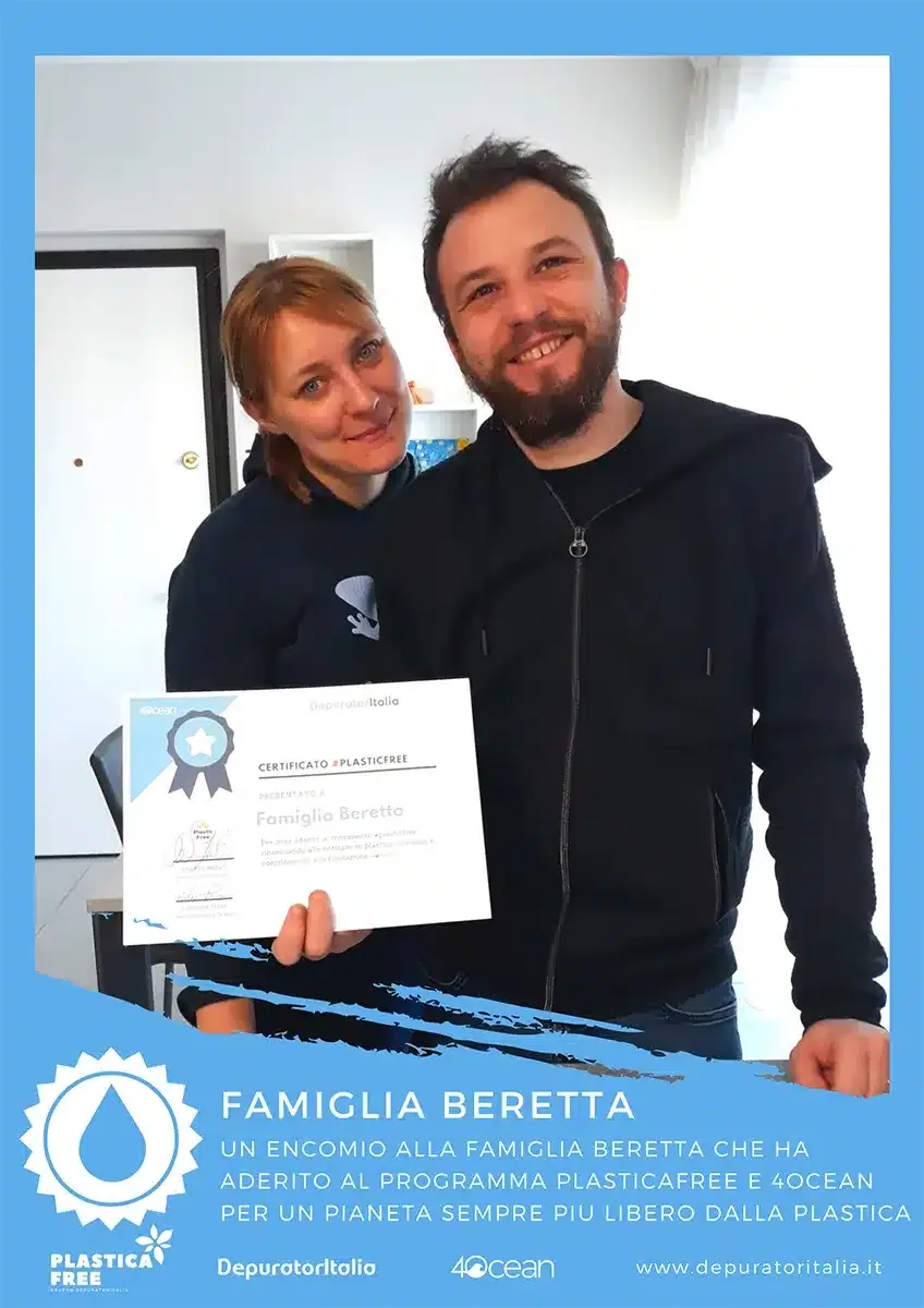 Una famiglia cliente con l’attestato #Plasticfree