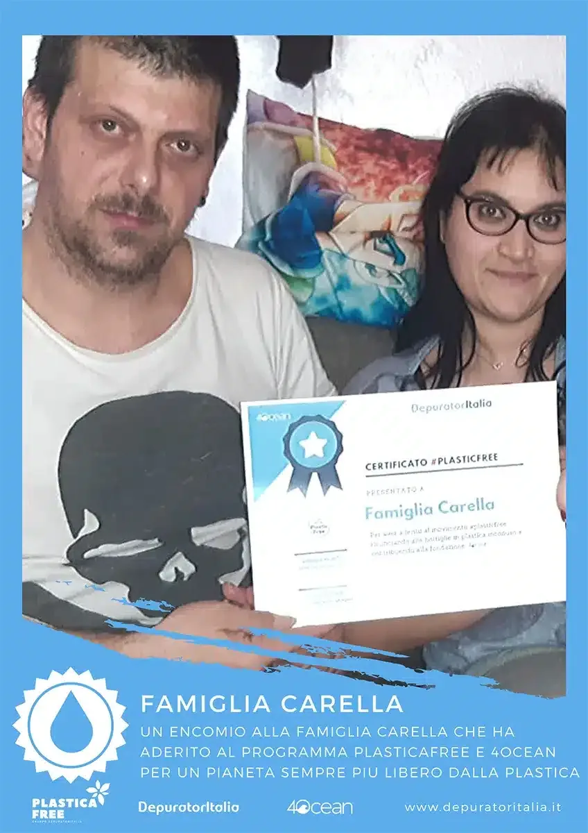 Una famiglia cliente con l’attestato #Plasticfree