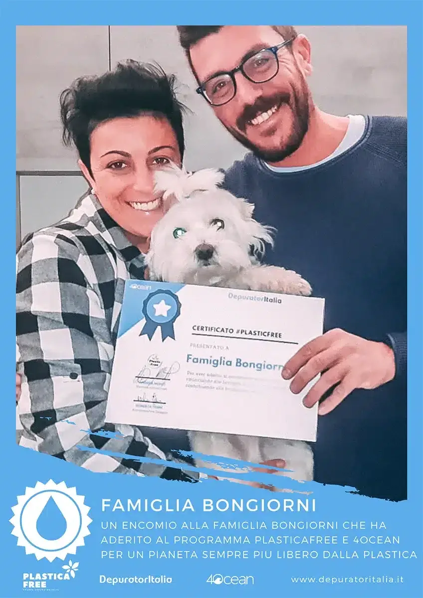 Una famiglia cliente con l’attestato #Plasticfree